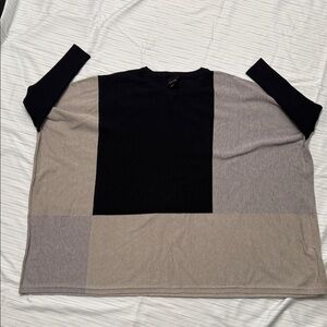 Men's Color Block Crewneck Sweater - Black, Gray, and Tan fits L and XL